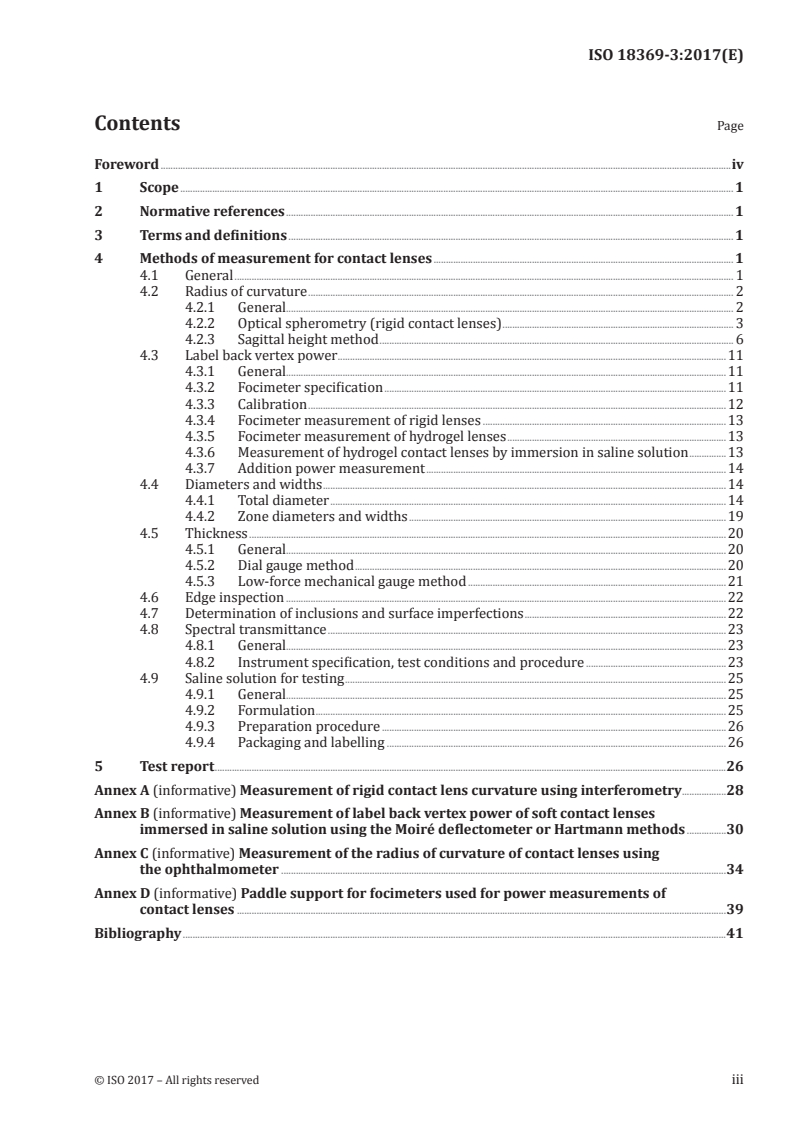 ISO 18369-3:2017 ISO 18369-3:2017 - Ophthalmic optics — Contact lenses — Part 3: Measurement methods/3/2017 - Page 3 preview