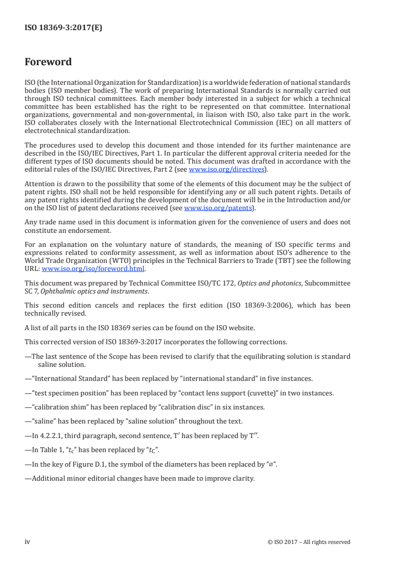 ISO 18369-3:2017 ISO 18369-3:2017 - Ophthalmic optics — Contact lenses — Part 3: Measurement methods/3/2017 - Page 4 preview