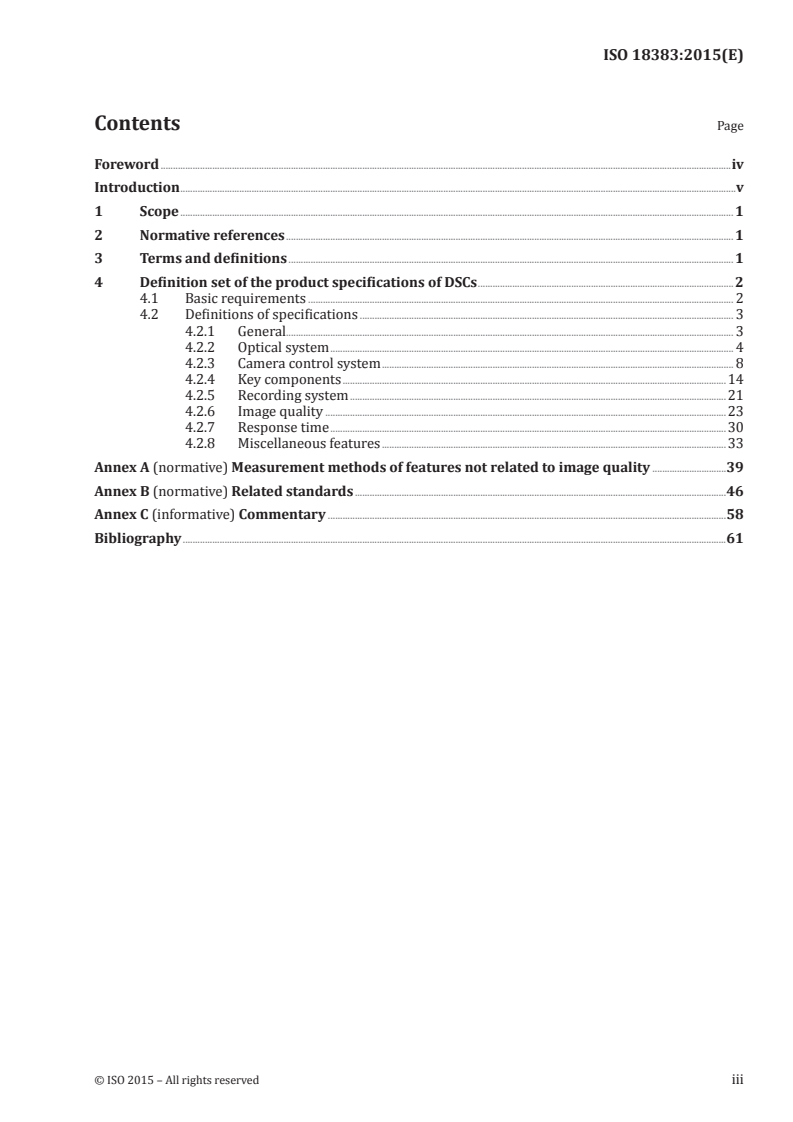 ISO 18383:2015 ISO 18383:2015 - Photography — Digital cameras — Specification guideline/25/2015 - Page 3 preview