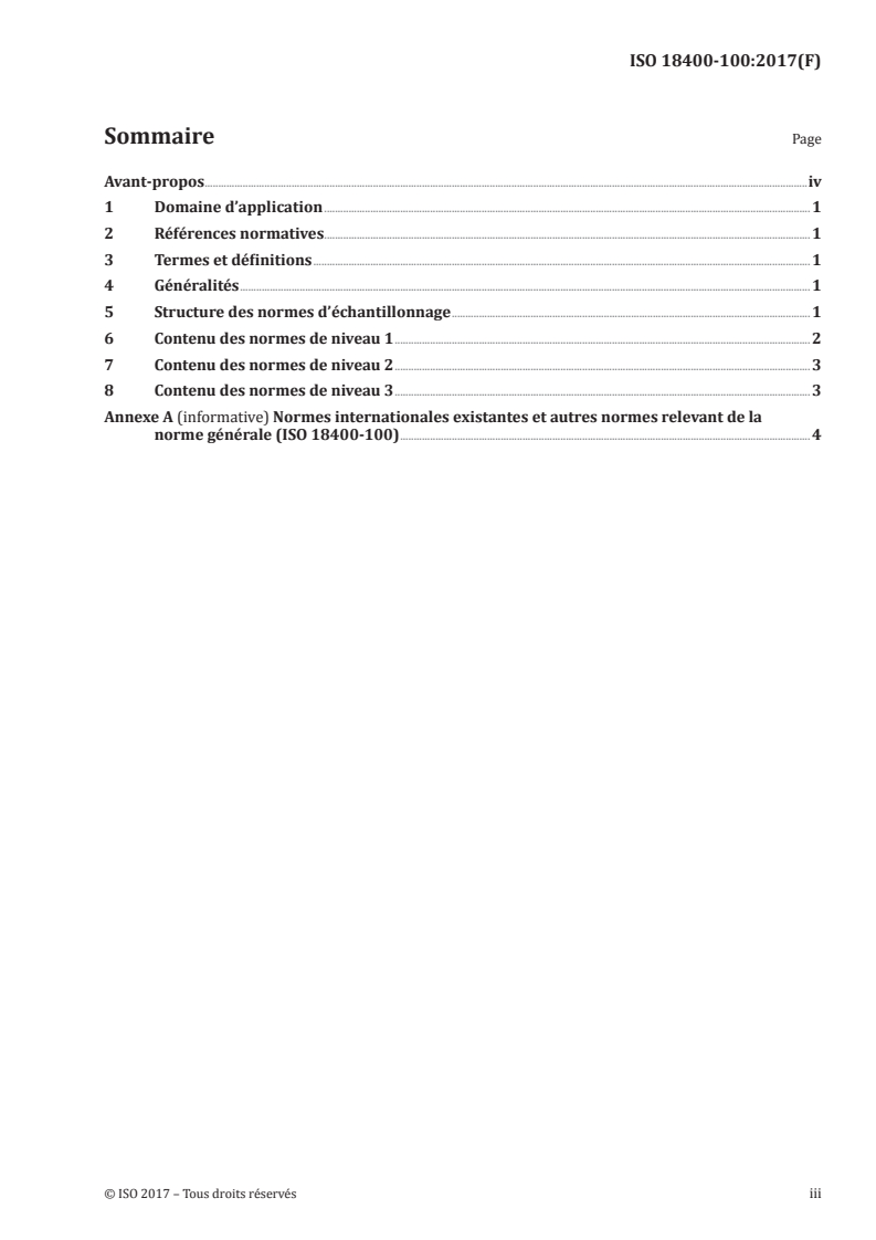 ISO 18400-100:2017 ISO 18400-100:2017 - Qualité du sol — Échantillonnage — Partie 100: Lignes directrices sur la sélection des normes d'échantillonnage/27/2017 - Page 3 preview