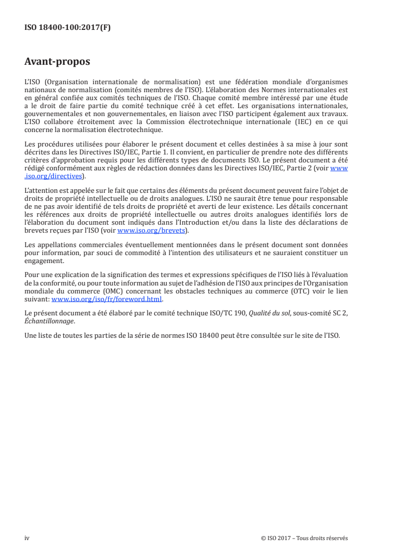 ISO 18400-100:2017 ISO 18400-100:2017 - Qualité du sol — Échantillonnage — Partie 100: Lignes directrices sur la sélection des normes d'échantillonnage/27/2017 - Page 4 preview