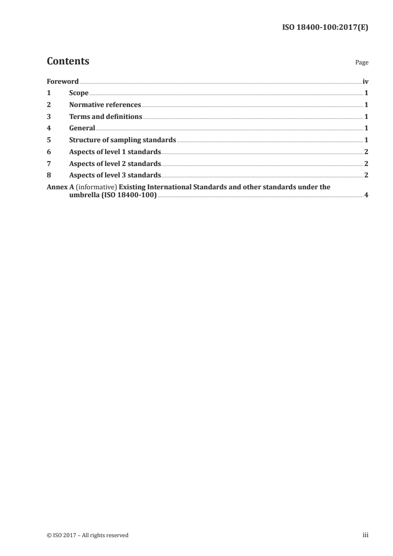 ISO 18400-100:2017 ISO 18400-100:2017 - Soil quality — Sampling — Part 100: Guidance on the selection of sampling standards/27/2017 - Page 3 preview