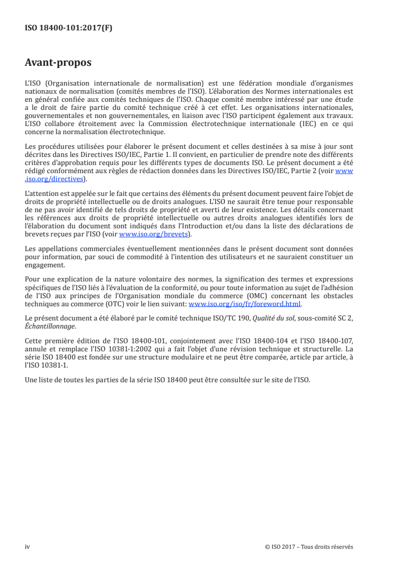 SIST ISO 18400-101:2018 ISO 18400-101:2017 - Qualité du sol — Échantillonnage — Partie 101: Cadre pour la préparation et l'application d'un plan d'échantillonnage/12/2017 - Page 4 preview