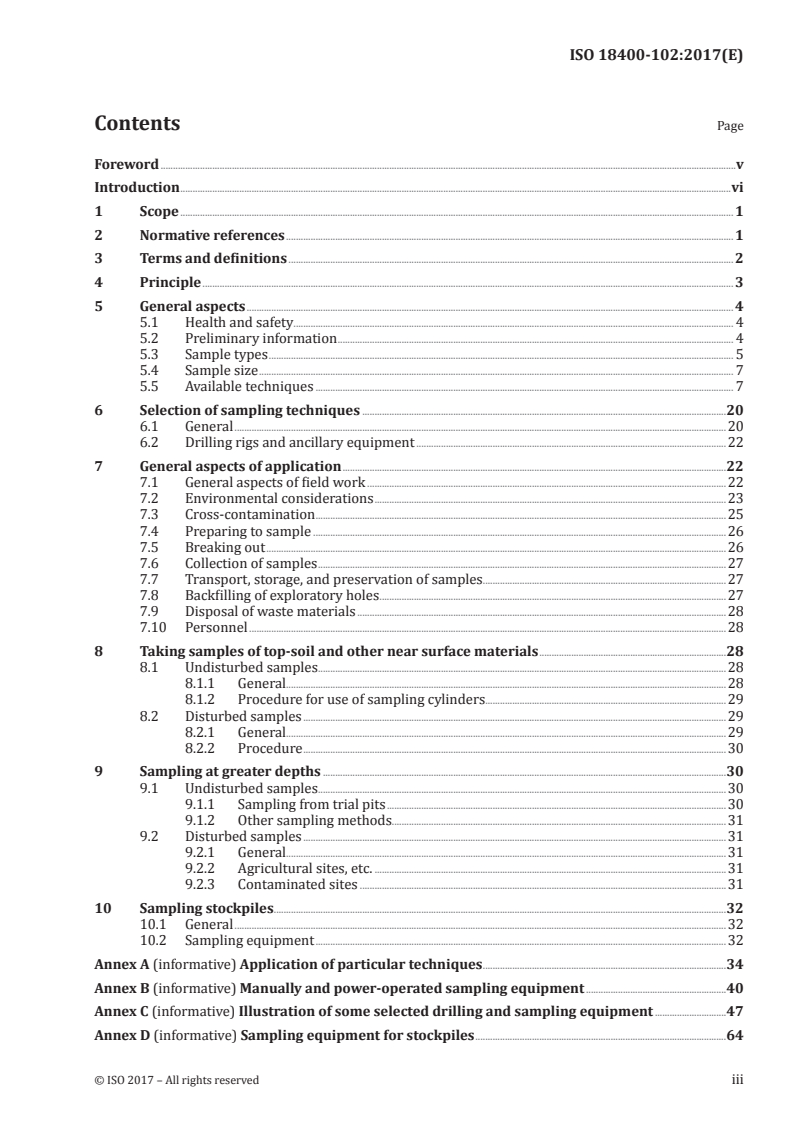 SIST ISO 18400-102:2018 ISO 18400-102:2017 - Soil quality — Sampling — Part 102: Selection and application of sampling techniques/25/2017 - Page 3 preview
