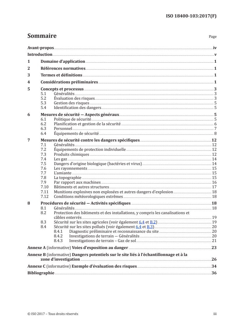 SIST ISO 18400-103:2018 ISO 18400-103:2017 - Qualité du sol — Échantillonnage — Partie 103: Sécurité/22/2017 - Page 3 preview