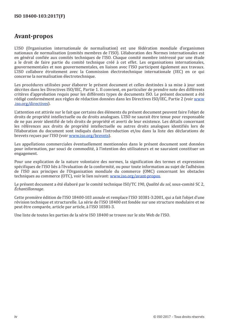 SIST ISO 18400-103:2018 ISO 18400-103:2017 - Qualité du sol — Échantillonnage — Partie 103: Sécurité/22/2017 - Page 4 preview