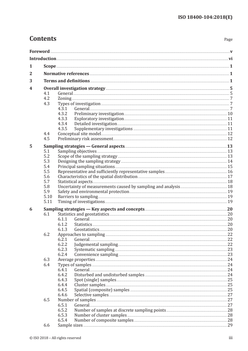 SIST ISO 18400-104:2019 ISO 18400-104:2018 - Soil quality — Sampling — Part 104: Strategies/16/2018 - Page 3 preview