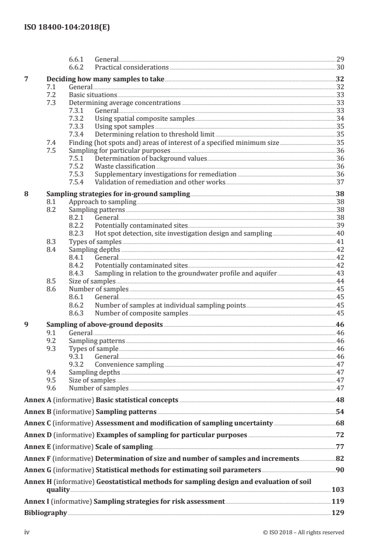 SIST ISO 18400-104:2019 ISO 18400-104:2018 - Soil quality — Sampling — Part 104: Strategies/16/2018 - Page 4 preview
