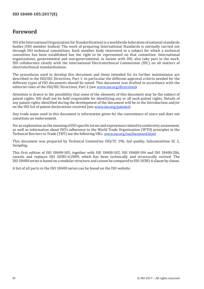 ISO 18400-105:2017 ISO 18400-105:2017 - Soil quality — Sampling — Part 105: Packaging, transport, storage and preservation of samples/25/2017 - Page 4 preview