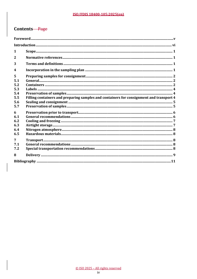 ISO/CD 18400-105.2 REDLINE ISO 18400-105 - Soil quality — Sampling — Part 105: Packaging, transport, storage and preservation of samples/23/2025 - Page 4 preview