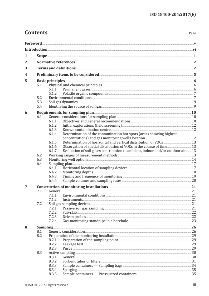 ISO 18400-204:2017 ISO 18400-204:2017 - Soil quality — Sampling — Part 204: Guidance on sampling of soil gas/25/2017 - Page 3 preview