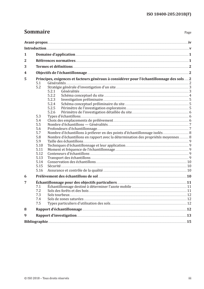 ISO 18400-205:2018 ISO 18400-205:2018 - Qualité du sol — Échantillonnage — Partie 205: Recommandations relatives aux modes opératoires d'investigation des sites naturels, quasi naturels et cultivés/16/2018 - Page 3 preview