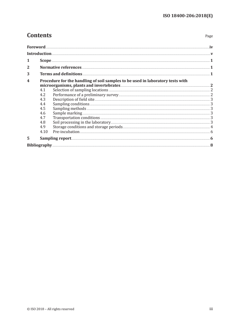 SIST ISO 18400-206:2019 ISO 18400-206:2018 - Soil quality — Sampling — Part 206: Collection, handling and storage of soil under aerobic conditions for the assessment of microbiological processes, biomass and diversity in the laboratory/19/2018 - Page 3 preview