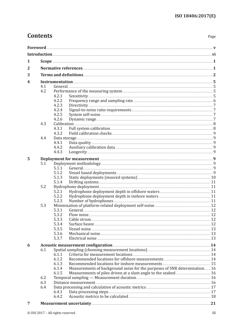 ISO 18406:2017 ISO 18406:2017 - Underwater acoustics — Measurement of radiated underwater sound from percussive pile driving/25/2017 - Page 3 preview