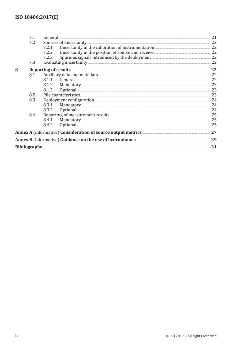 ISO 18406:2017 ISO 18406:2017 - Underwater acoustics — Measurement of radiated underwater sound from percussive pile driving/25/2017 - Page 4 preview