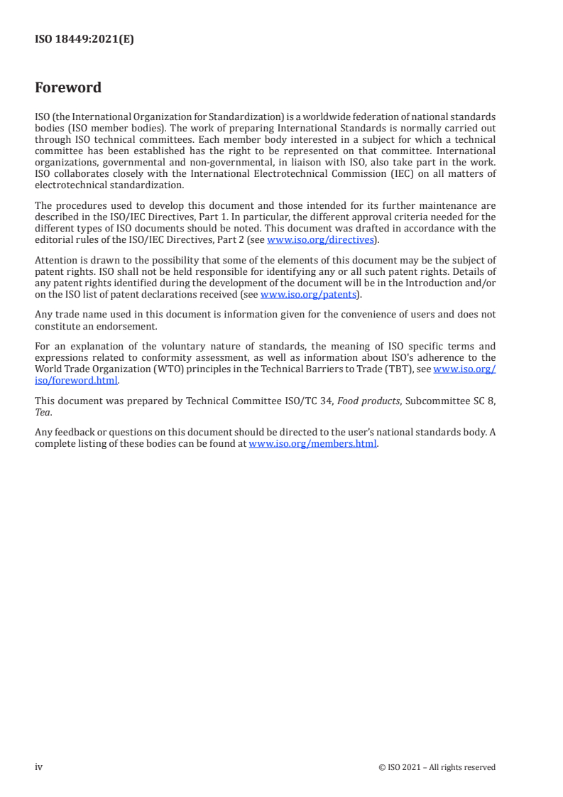 ISO 18449:2021 ISO 18449:2021 - Green tea — Vocabulary/18/2021 - Page 4 preview