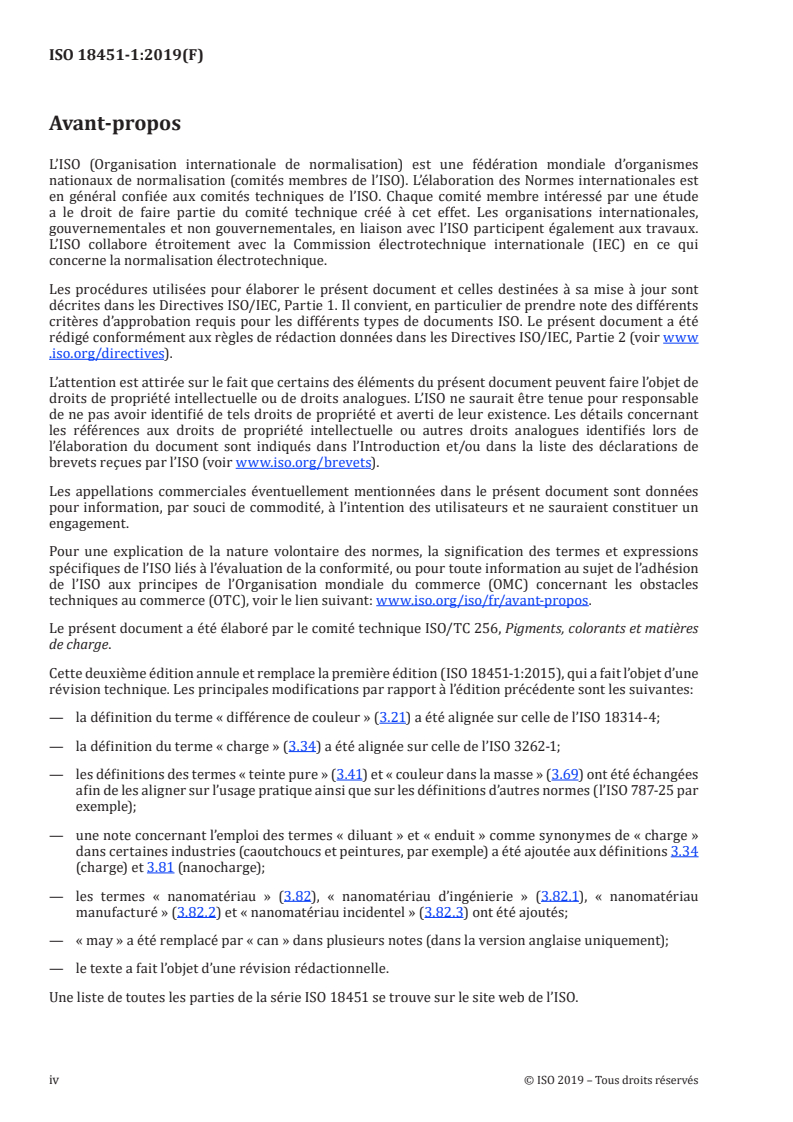 ISO 18451-1:2019 ISO 18451-1:2019 - Pigments, colorants et matières de charge — Terminologie — Partie 1: Termes généraux/30/2019 - Page 4 preview