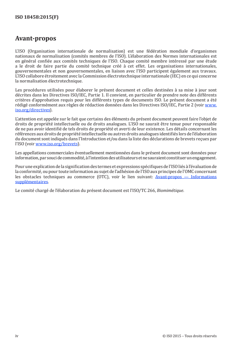 ISO 18458:2015 ISO 18458:2015 - Biomimétique — Terminologie, concepts et méthodologie/18/2015 - Page 4 preview