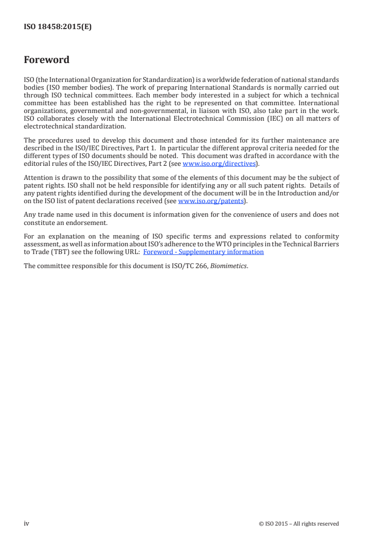 ISO 18458:2015 ISO 18458:2015 - Biomimetics — Terminology, concepts and methodology/7/2015 - Page 4 preview