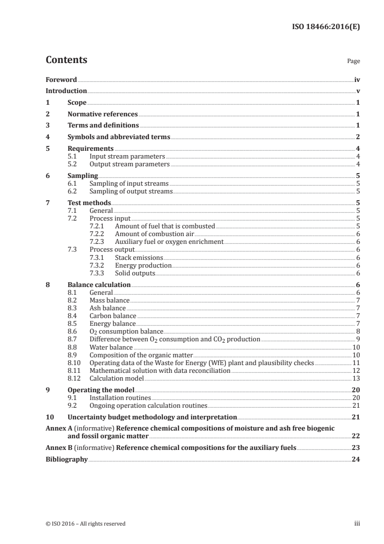 ISO 18466:2016 ISO 18466:2016 - Stationary source emissions — Determination of the biogenic fraction in CO2 in stack gas using the balance method/25/2016 - Page 3 preview