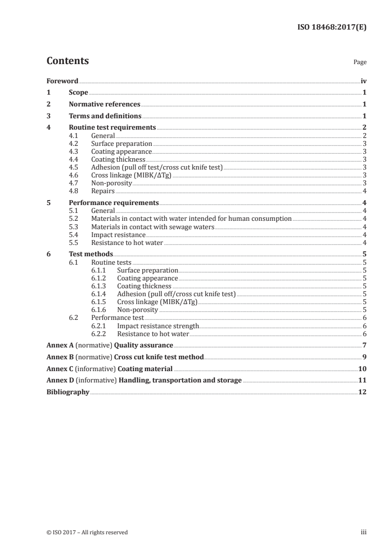ISO 18468:2017 ISO 18468:2017 - Ductile iron fittings, accessories and their joints and valves — Epoxy coating/15/2017 - Page 3 preview