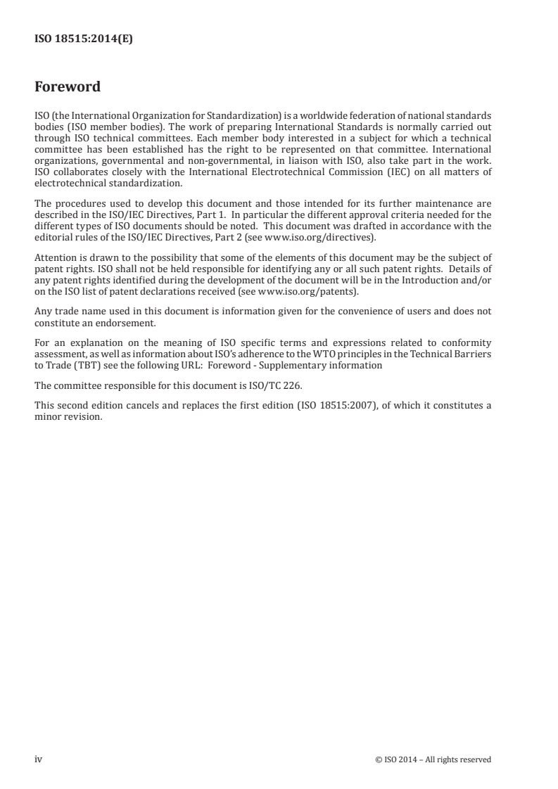 ISO 18515:2014 ISO 18515:2014 - Carbonaceous materials for the production of aluminium — Cathode blocks and baked anodes — Determination of compressive strength/1/2014 - Page 4 preview