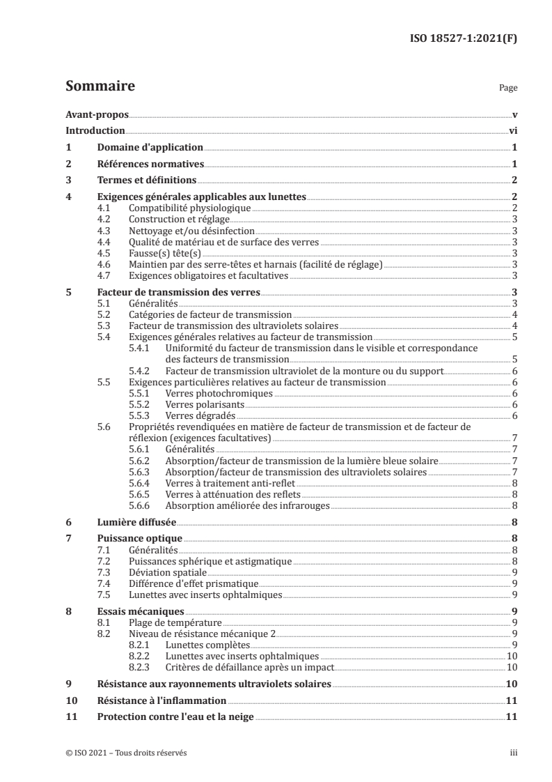 ISO 18527-1:2021 ISO 18527-1:2021 - Protection des yeux et du visage à usage sportif — Partie 1: Exigences relatives aux lunettes de ski alpin et de surf des neiges/2/2021 - Page 3 preview
