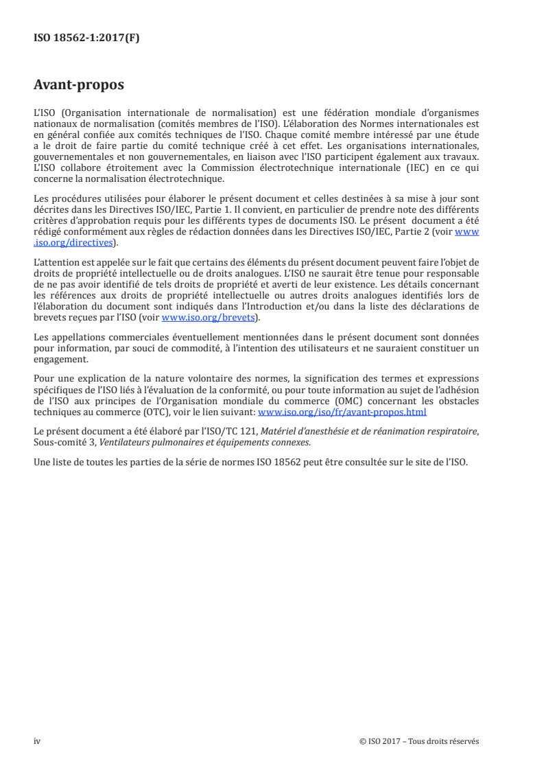 ISO 18562-1:2017 ISO 18562-1:2017 - Évaluation de la biocompatibilité des voies de gaz respiratoires dans les applications de soins de santé — Partie 1: Évaluation et essais au sein d'un processus de gestion du risque/13/2017 - Page 4 preview
