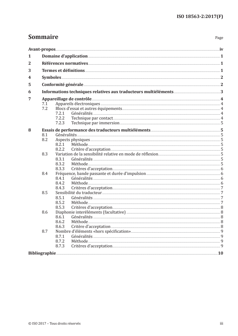 ISO 18563-2:2017 ISO 18563-2:2017 - Essais non destructifs — Caractérisation et vérification de l'appareillage de contrôle par ultrasons en multiéléments — Partie 2: Traducteurs/24/2017 - Page 3 preview