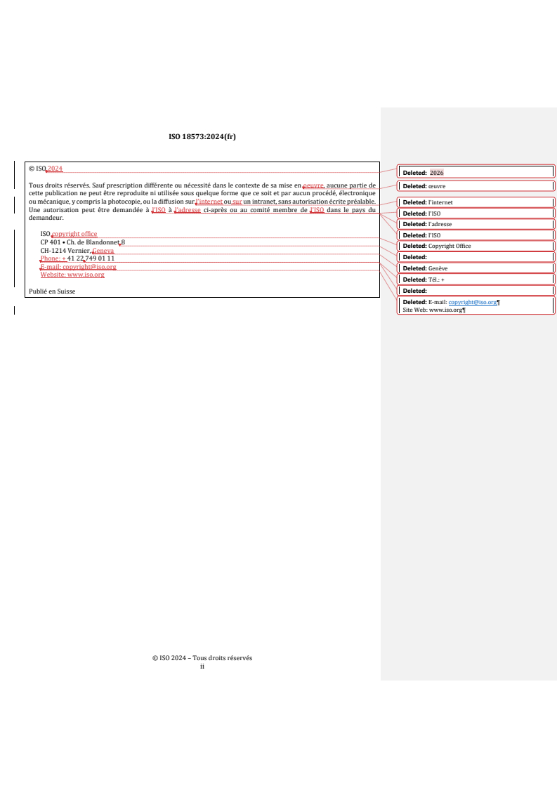 ISO 18573:2024 REDLINE ISO 18573:2024 - Courroies transporteuses — Atmosphères d'essai et durées de conditionnement - Page 2 preview