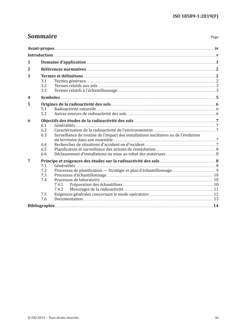 ISO 18589-1:2019 ISO 18589-1:2019 - Mesurage de la radioactivité dans l'environnement — Sol — Partie 1: Lignes directrices générales et définitions/19/2020 - Page 3 preview