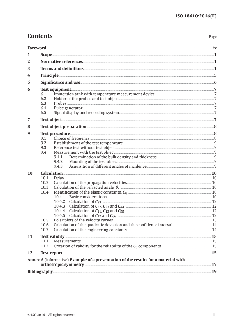 ISO 18610:2016 ISO 18610:2016 - Fine ceramics (advanced ceramics, advanced technical ceramics) — Mechanical properties of ceramic composites at ambient temperature in air atmospheric pressure — Determination of elastic properties by ultrasonic technique/19/2016 - Page 3 preview