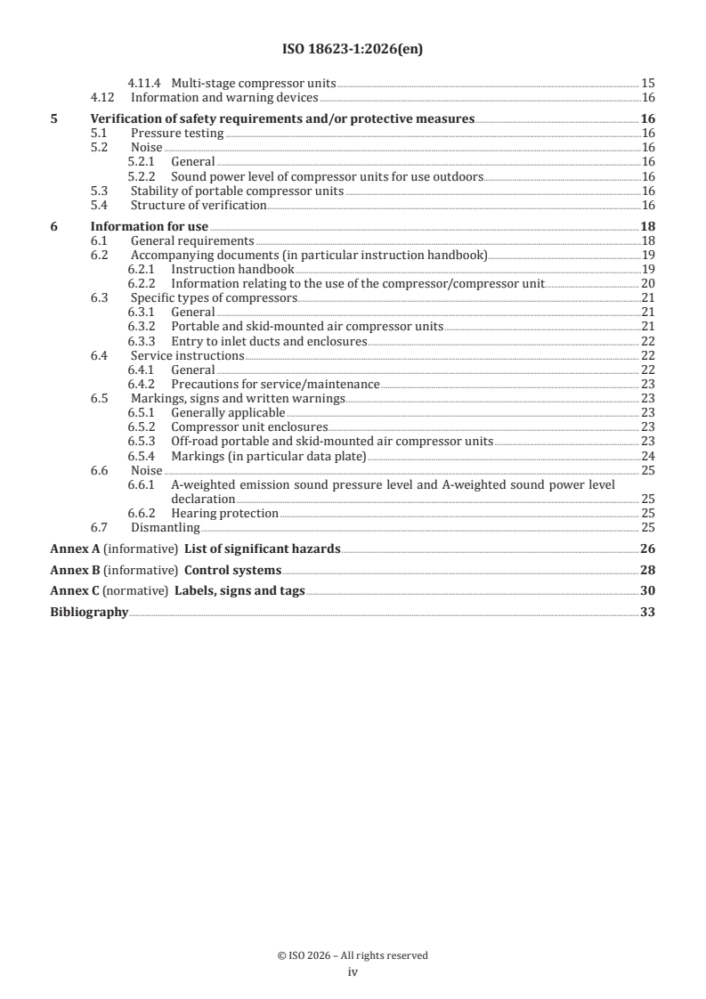 ISO 18623-1:2026 ISO 18623-1:2026 - Air compressors and compressed air systems — Safety — Part 1: Air compressors - Page 4 preview