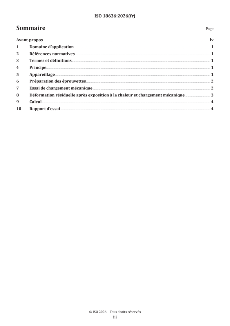 ISO 18636:2026 ISO 18636:2026 - Supports textiles revêtus de caoutchouc ou de plastique — Propriétés mécaniques — Détermination de l'allongement sous charge et de la déformation résiduelle - Page 3 preview