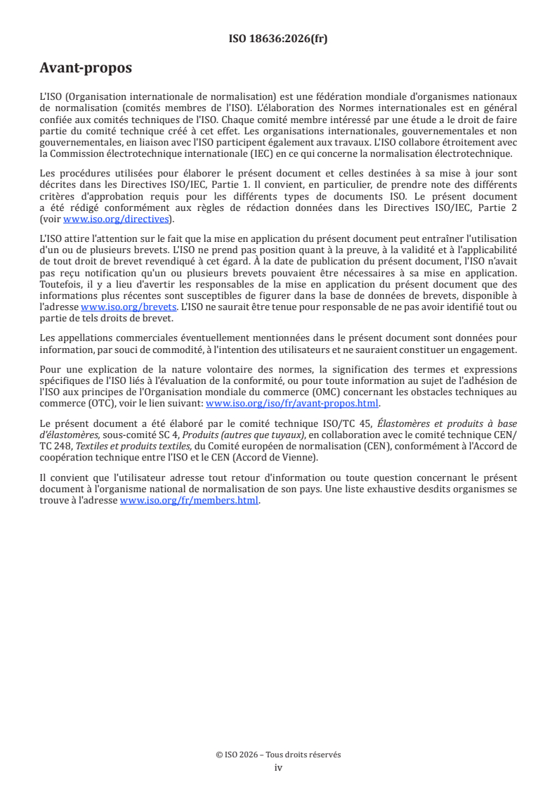 ISO 18636:2026 ISO 18636:2026 - Supports textiles revêtus de caoutchouc ou de plastique — Propriétés mécaniques — Détermination de l'allongement sous charge et de la déformation résiduelle - Page 4 preview