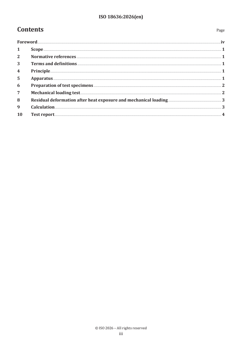 ISO 18636:2026 ISO 18636:2026 - Rubber or plastic coated fabrics — Mechanical properties — Determination of the elongation under load and the residual deformation - Page 3 preview