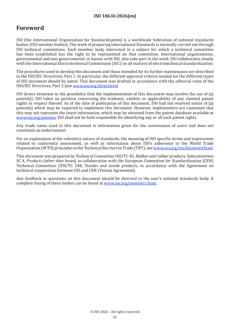 ISO 18636:2026 ISO 18636:2026 - Rubber or plastic coated fabrics — Mechanical properties — Determination of the elongation under load and the residual deformation - Page 4 preview