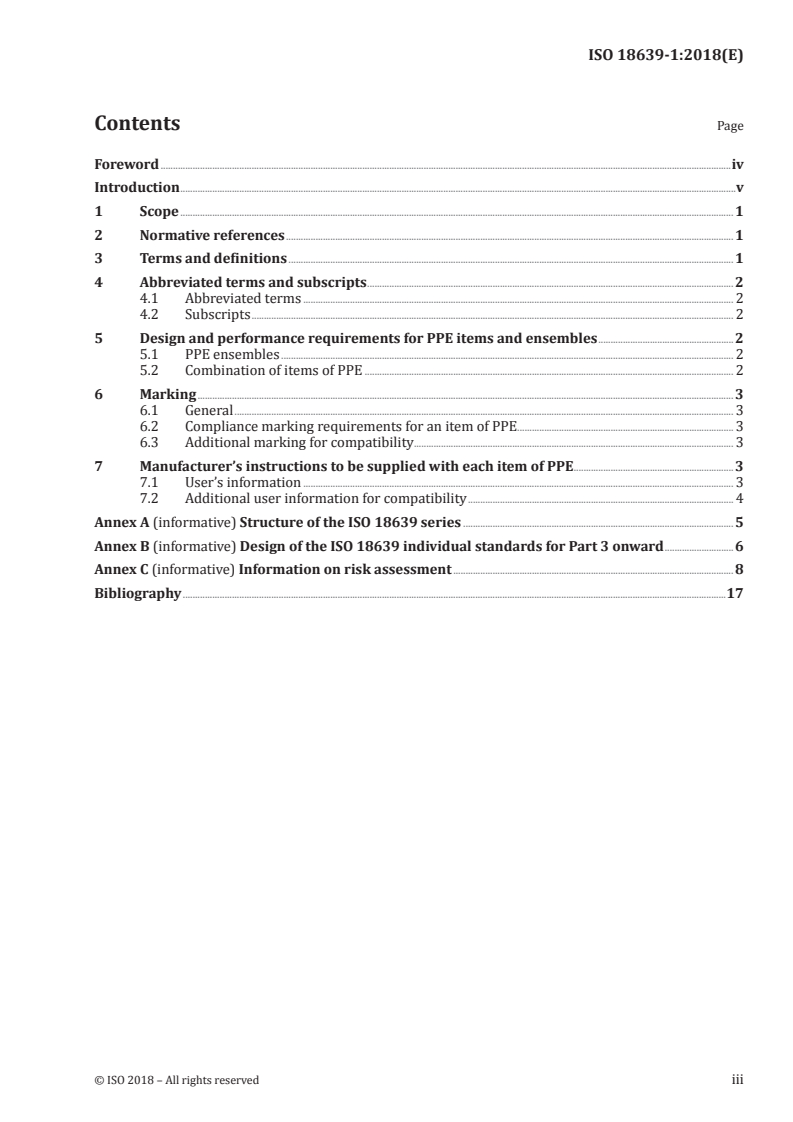 ISO 18639-1:2018 ISO 18639-1:2018 - PPE ensembles for firefighters undertaking specific rescue activities — Part 1: General/5/2018 - Page 3 preview