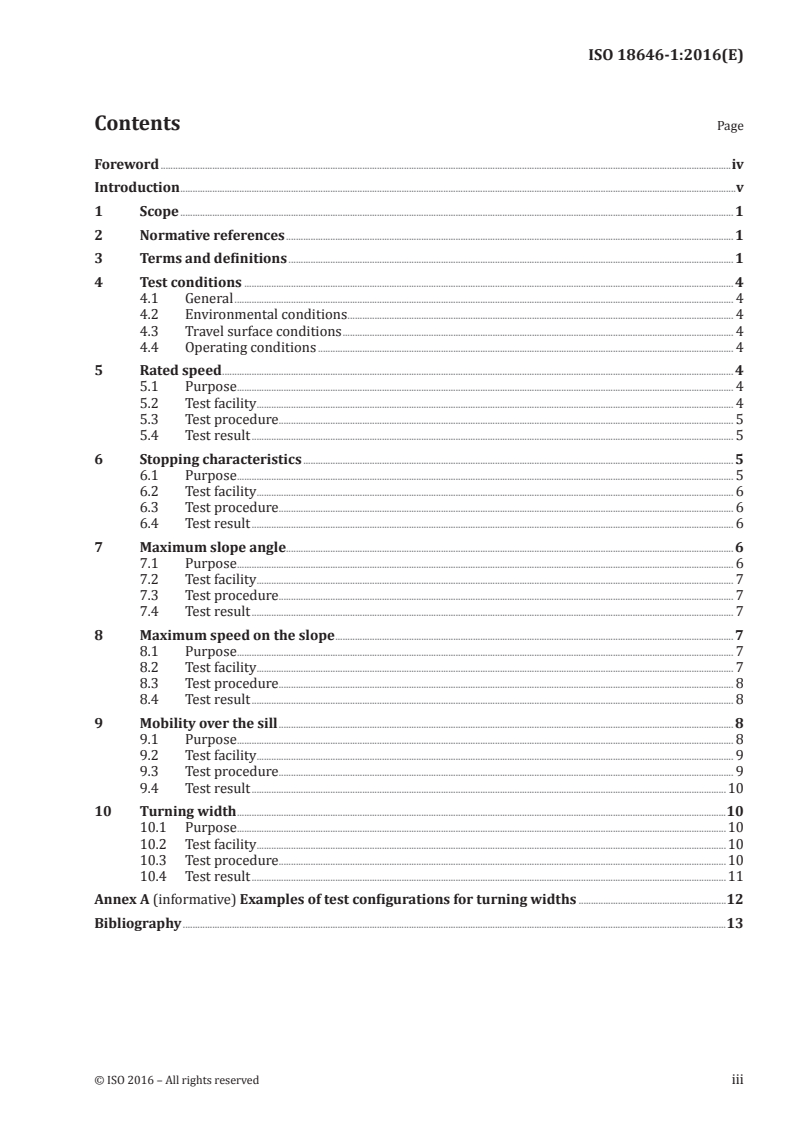 ISO 18646-1:2016 ISO 18646-1:2016 - Robotics — Performance criteria and related test methods for service robots — Part 1: Locomotion for wheeled robots/16/2016 - Page 3 preview