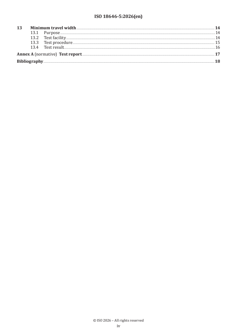 ISO 18646-5:2026 ISO 18646-5:2026 - Robotics — Performance criteria and related test methods for service robots — Part 5: Locomotion for legged robots - Page 4 preview