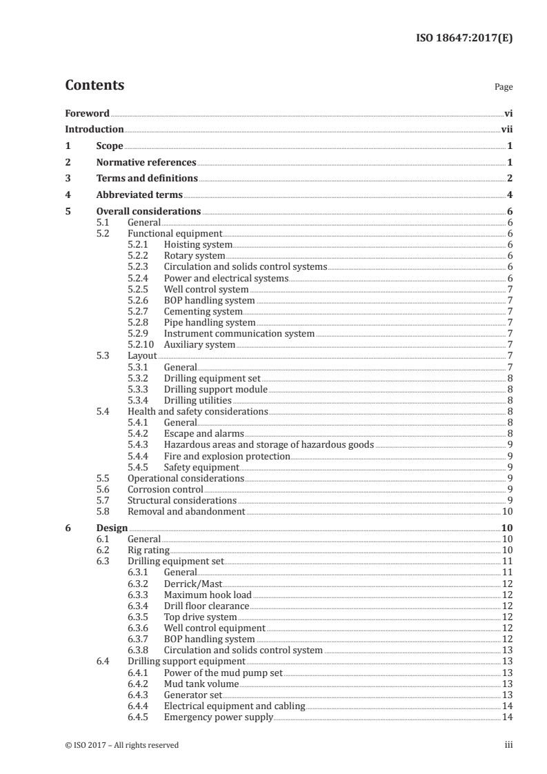 ISO 18647:2017 ISO 18647:2017 - Petroleum and natural gas industries — Modular drilling rigs for offshore fixed platforms/21/2017 - Page 3 preview