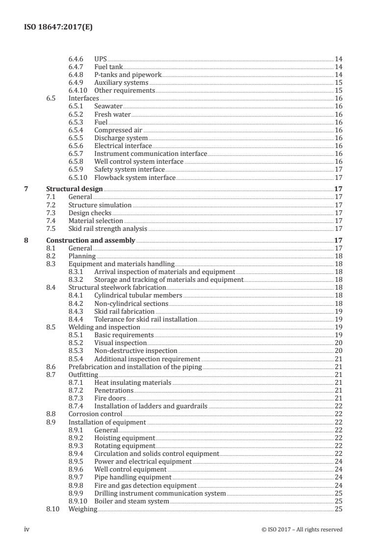 ISO 18647:2017 ISO 18647:2017 - Petroleum and natural gas industries — Modular drilling rigs for offshore fixed platforms/21/2017 - Page 4 preview