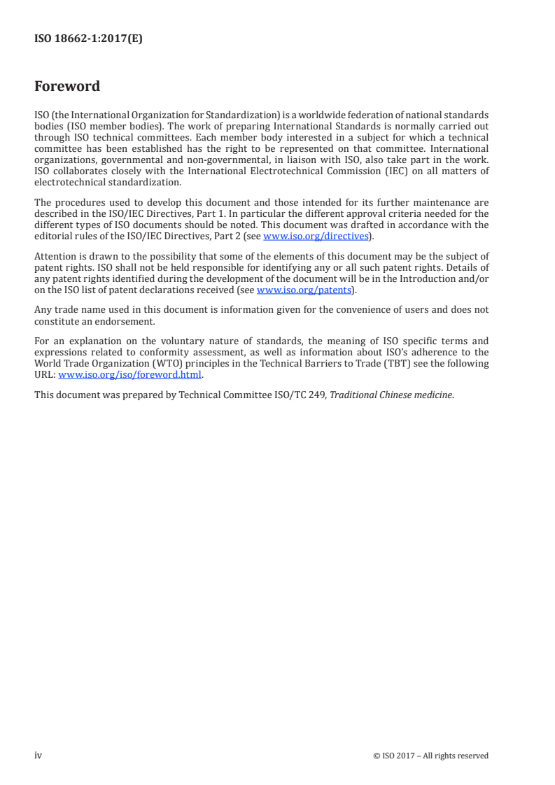 ISO 18662-1:2017 ISO 18662-1:2017 - Traditional Chinese medicine — Vocabulary — Part 1: Chinese Materia Medica/18/2017 - Page 4 preview