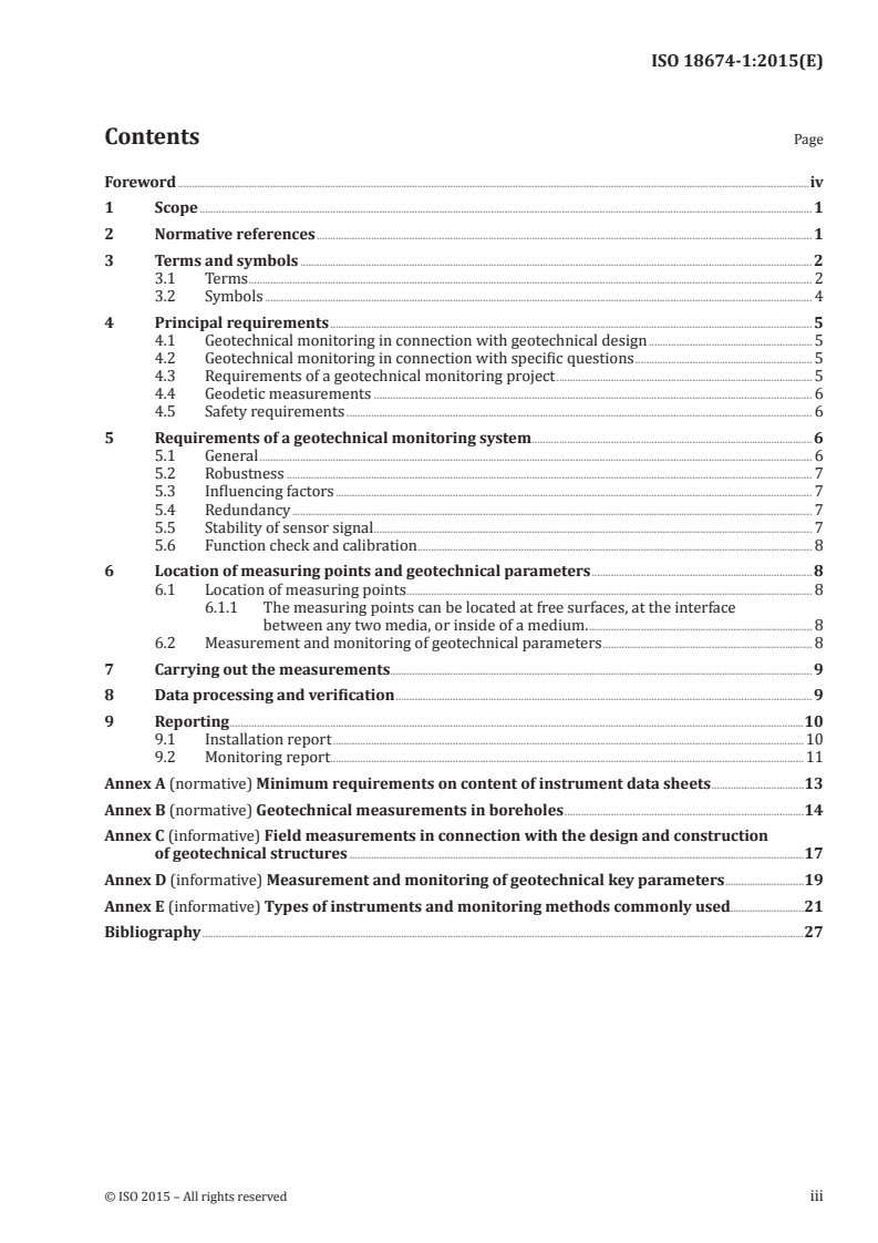 ISO 18674-1:2015 ISO 18674-1:2015 - Geotechnical investigation and testing — Geotechnical monitoring by field instrumentation — Part 1: General rules/18/2015 - Page 3 preview