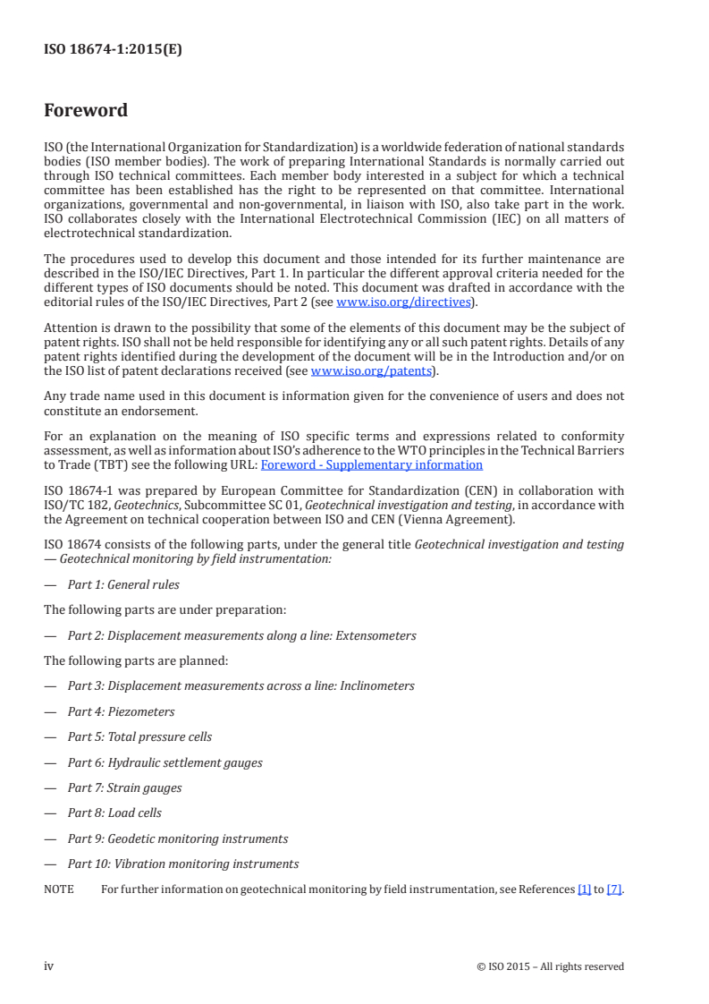 ISO 18674-1:2015 ISO 18674-1:2015 - Geotechnical investigation and testing — Geotechnical monitoring by field instrumentation — Part 1: General rules/18/2015 - Page 4 preview