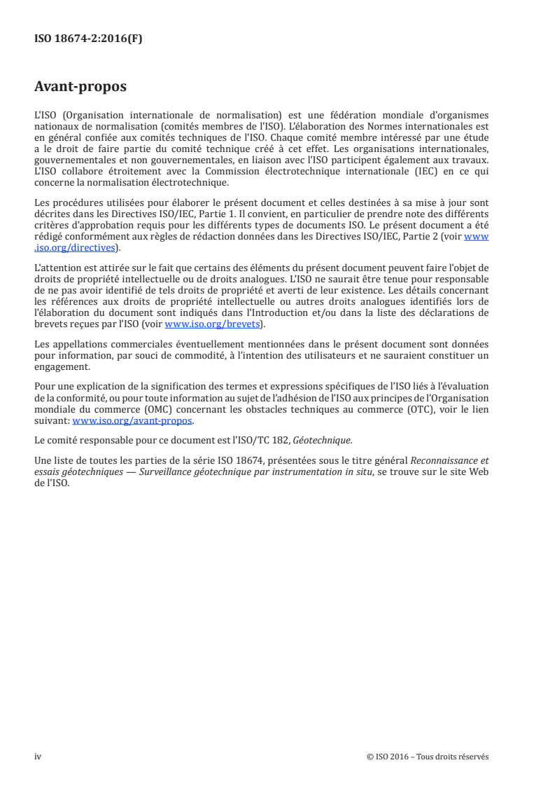 ISO 18674-2:2016 ISO 18674-2:2016 - Reconnaissance et essais géotechniques — Surveillance géotechnique par instrumentation in situ — Partie 2: Mesurages des déplacements le long d'une ligne: Extensomètres/3/2018 - Page 4 preview