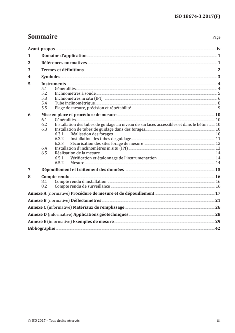 ISO 18674-3:2017 ISO 18674-3:2017 - Reconnaissance et essais géotechniques — Surveillance géotechnique par instrumentation in situ — Partie 3: Mesurages des déplacements perpendiculairement à une ligne par inclinomètre/28/2019 - Page 3 preview