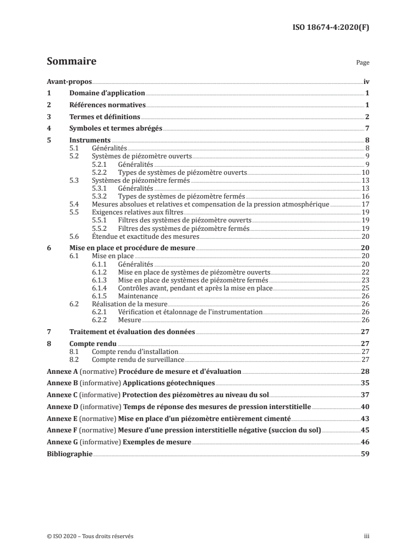 ISO 18674-4:2020 ISO 18674-4:2020 - Reconnaissance et essais géotechniques — Surveillance géotechnique par instrumentation in situ — Partie 4: Mesure de la pression interstitielle: Piézomètres/26/2020 - Page 3 preview