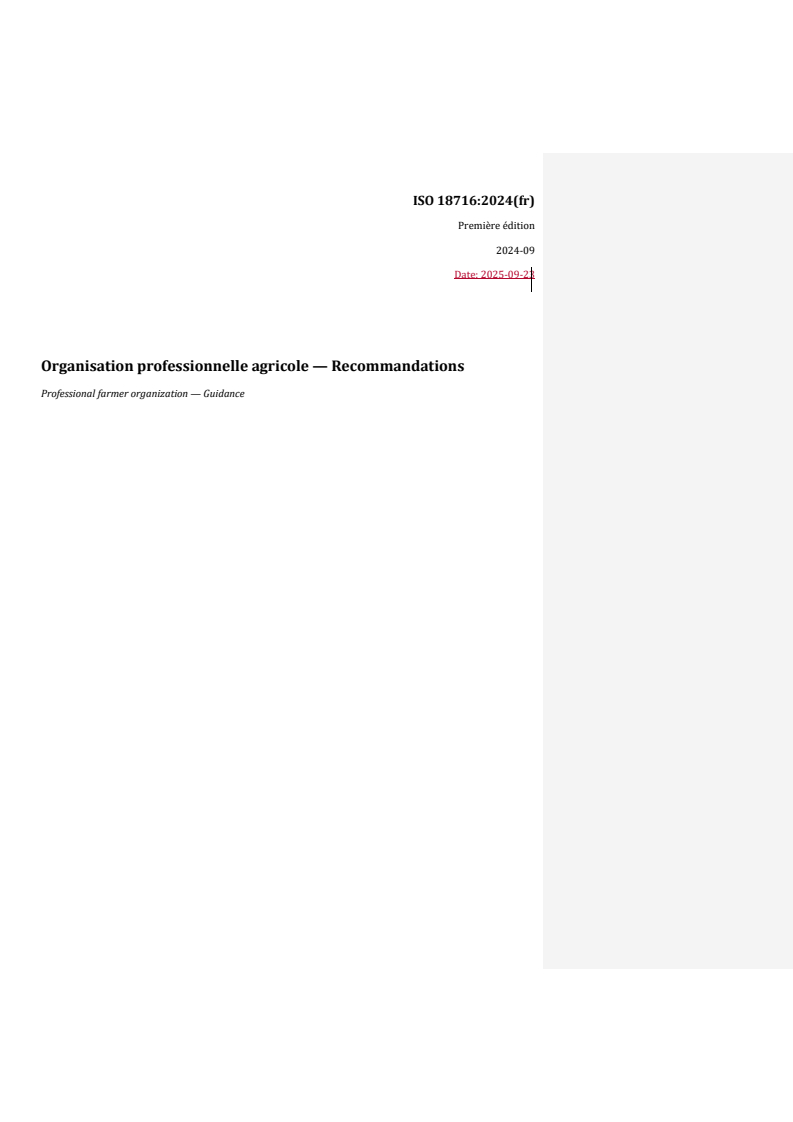 REDLINE ISO 18716:2024 - Organisation professionnelle agricole — Recommandations
Released:18. 09. 2025