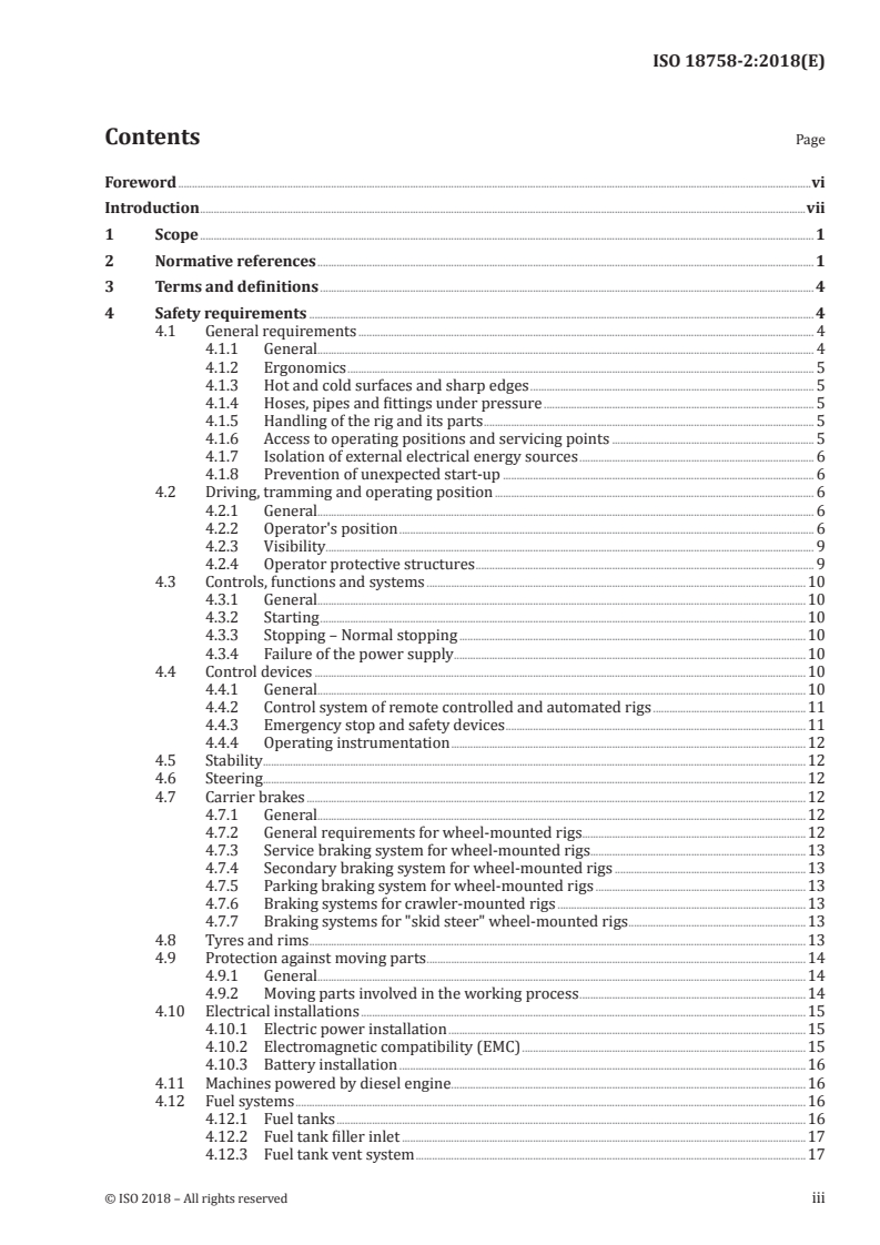 ISO 18758-2:2018 ISO 18758-2:2018 - Mining and earth-moving machinery — Rock drill rigs and rock reinforcement rigs — Part 2: Safety requirements/30/2018 - Page 3 preview